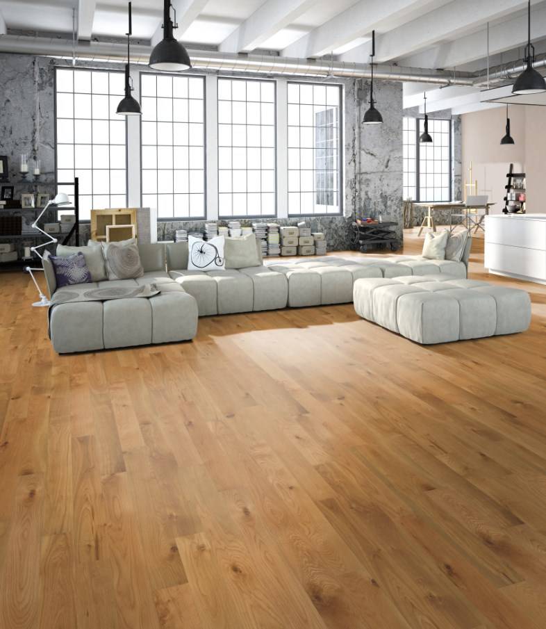 Parquet contrecollé pour pose flottante clic à plat brossé huilé UV