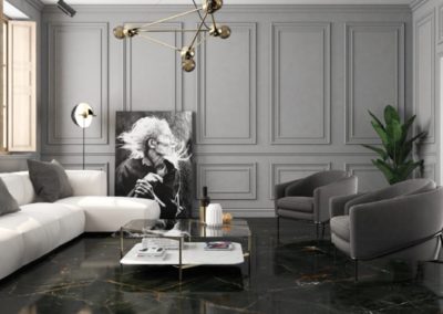Carrelage grand format imitation marbre noir poli Bordeaux : Vanity